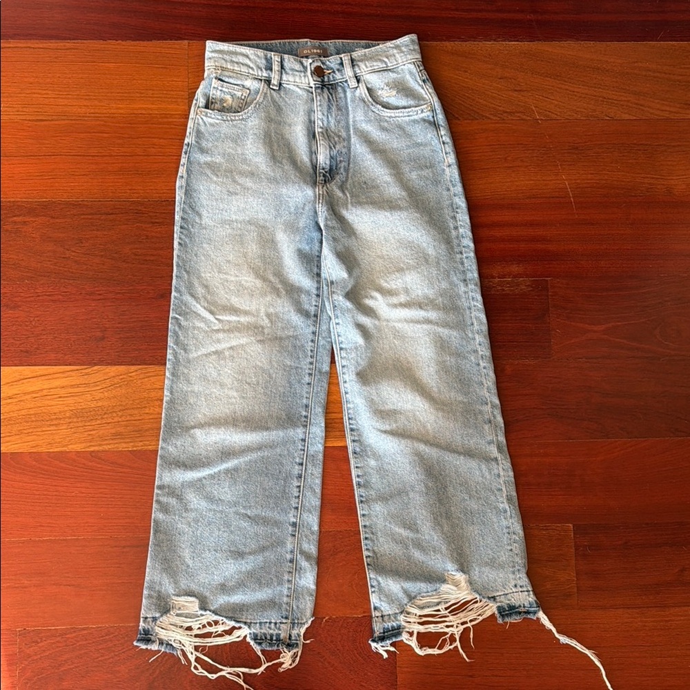 Light Blue Distressed Wide-Leg Women’s Jeans